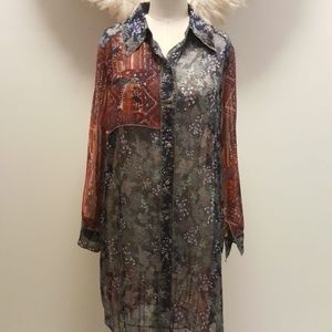 Adore Shear Tunic Blouse Fall Colors